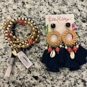 NWT Lilly Pulitzer By the Shore Earrings and Bracelet set